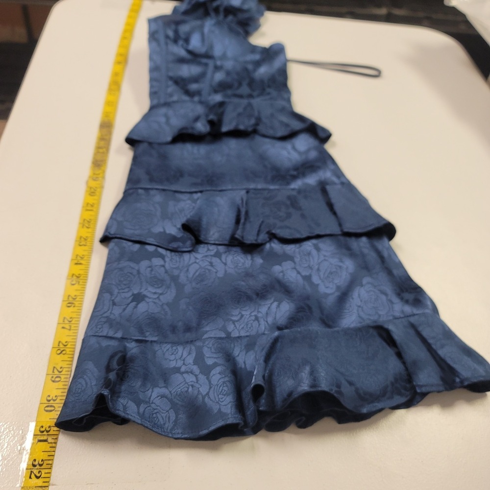 B Darlin Corset Coquette Dress Size 5/6 Whimsigoth Hoco Tiered Cap Floral Blue - Picture 10 of 13